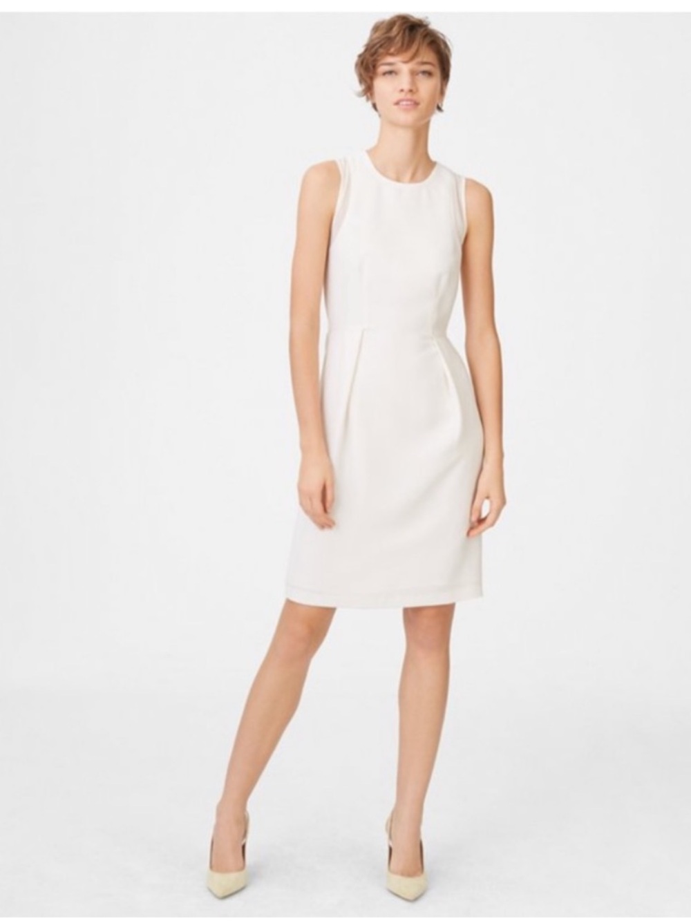 Club Monaco Cream Ohwen Sleeveless Sheath Dress Size 12 - Picture 3 of 6
